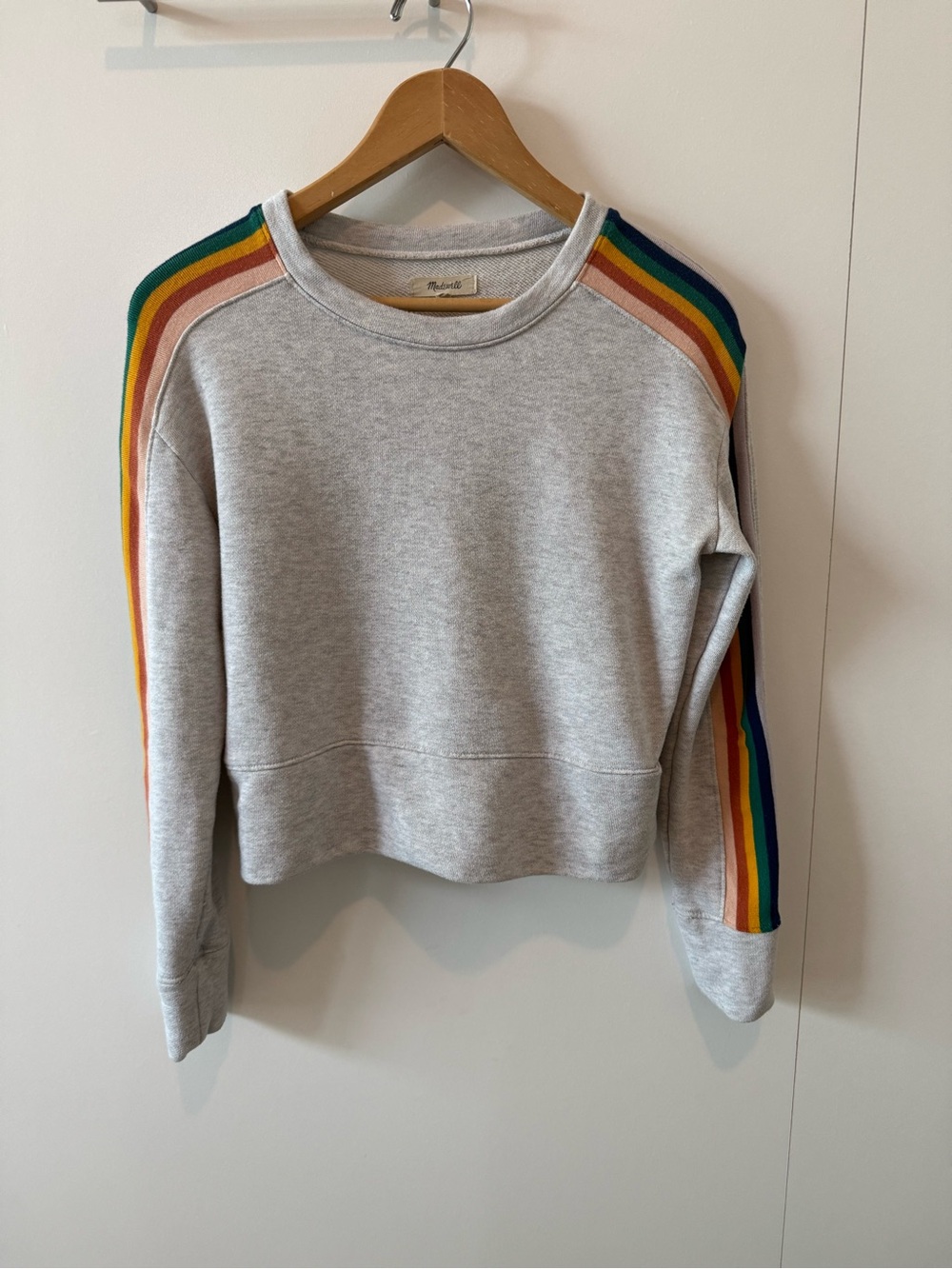 Madewell Grey Retro Rainbow Stripe Sleeve Sweatshirt XXS